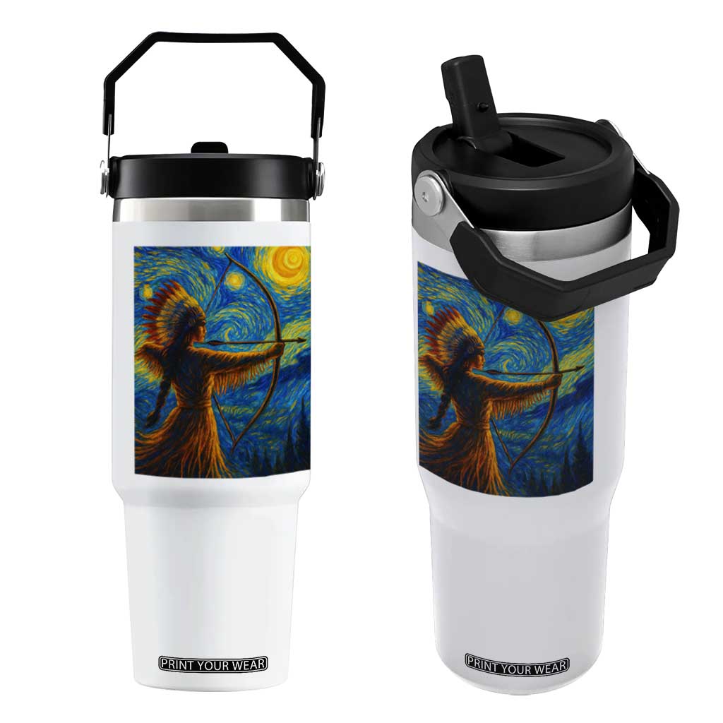 Native American Indian Women Flip Straw Tumbler Starry Night Indigenous Pride TS14 One Size: 30 oz White Print Your Wear