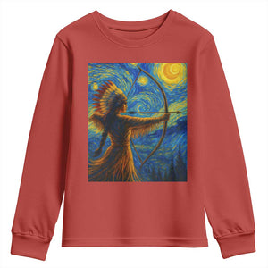 Native American Indian Women Youth Sweatshirt Starry Night Indigenous Pride TS14 Red Print Your Wear