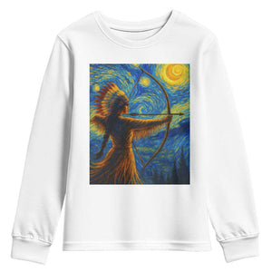 Native American Indian Women Youth Sweatshirt Starry Night Indigenous Pride TS14 White Print Your Wear