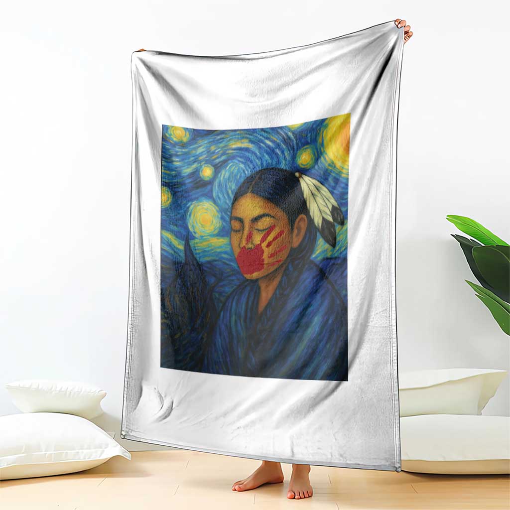 Native American MMIW Throw Blanket Starry Night Indigenous People Day TS14 Print Your Wear