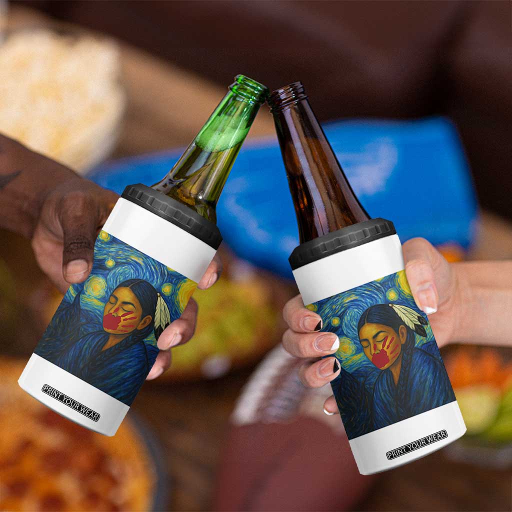 Native American MMIW 4 in 1 Can Cooler Tumbler Starry Night Indigenous People Day TS14 Print Your Wear