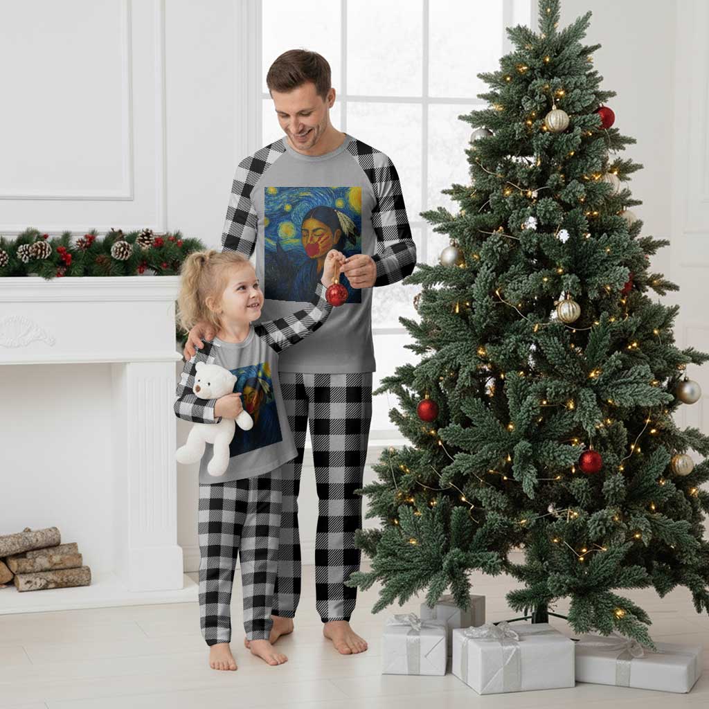 Native American MMIW Plaid Pajama Set Starry Night Indigenous People Day TS14 White Plaid Print Your Wear