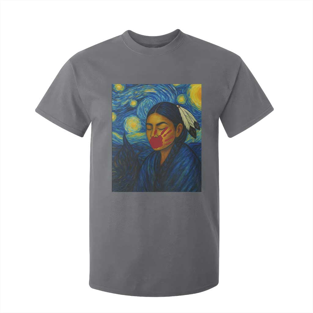 Native American MMIW T Shirt For Kid Starry Night Indigenous People Day TS14 Charcoal Print Your Wear