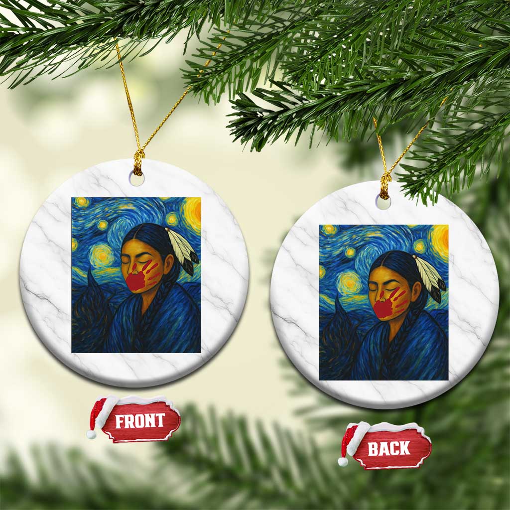 Native American MMIW Ceramic Ornament Starry Night Indigenous People Day TS14 1pc White Marble Print Your Wear