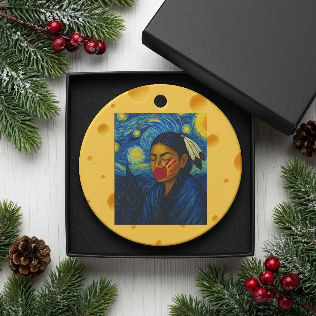 Native American MMIW Ceramic Ornament Starry Night Indigenous People Day TS14 1pc Yellow Cheese Print Your Wear