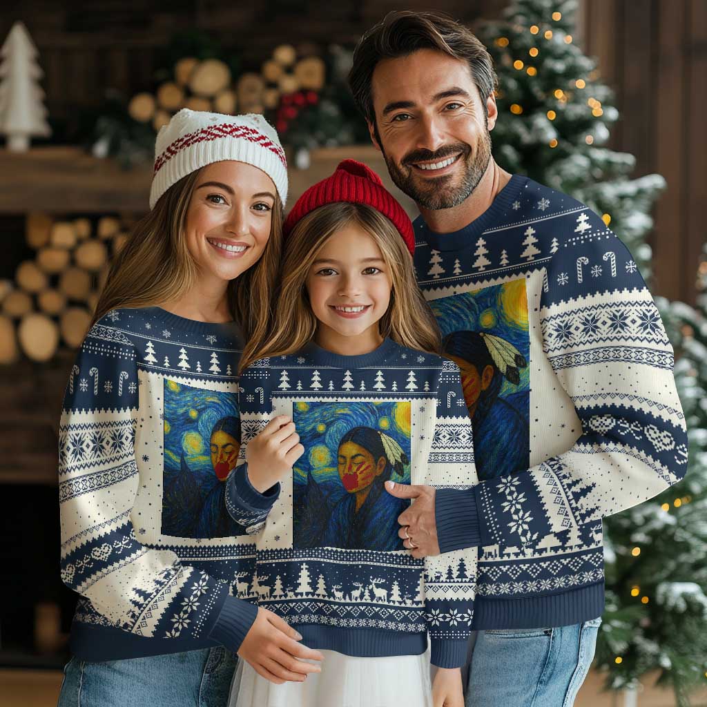 Native American MMIW Ugly Christmas Sweater Starry Night Indigenous People Day TS14 Beige Navy Print Your Wear