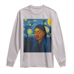 Native American MMIW Long Sleeve Shirt Starry Night Indigenous People Day TS14 Ice Gray Print Your Wear
