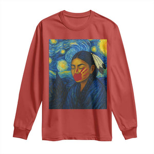 Native American MMIW Long Sleeve Shirt Starry Night Indigenous People Day TS14 Red Print Your Wear