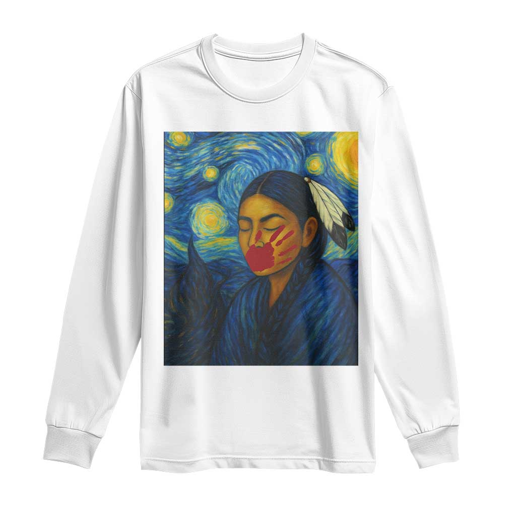 Native American MMIW Long Sleeve Shirt Starry Night Indigenous People Day TS14 White Print Your Wear