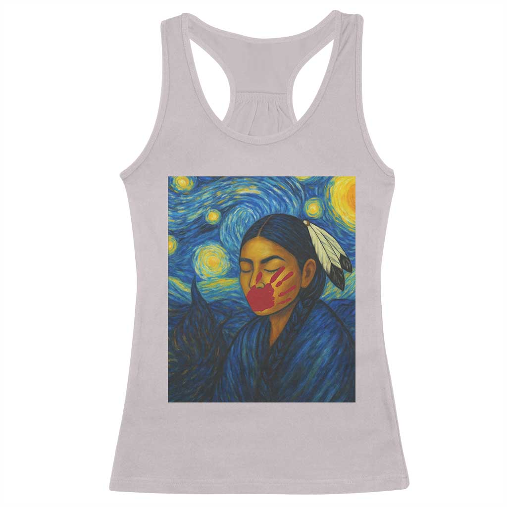 Native American MMIW Racerback Tank Top Starry Night Indigenous People Day TS14 Ice Gray Print Your Wear