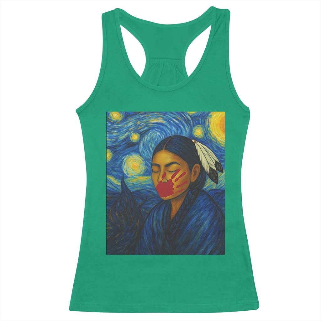 Native American MMIW Racerback Tank Top Starry Night Indigenous People Day TS14 Irish Green Print Your Wear