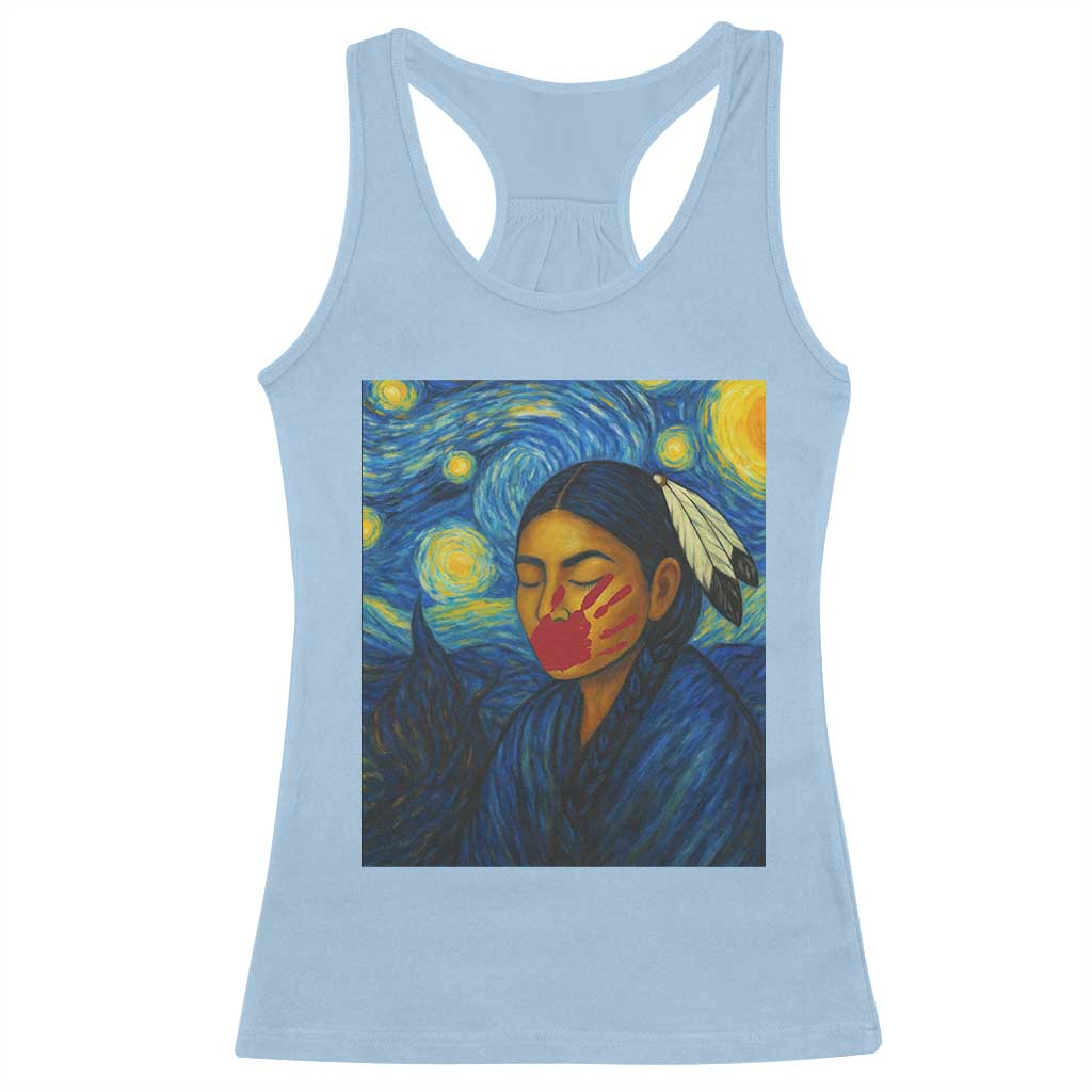 Native American MMIW Racerback Tank Top Starry Night Indigenous People Day TS14 Light Blue Print Your Wear
