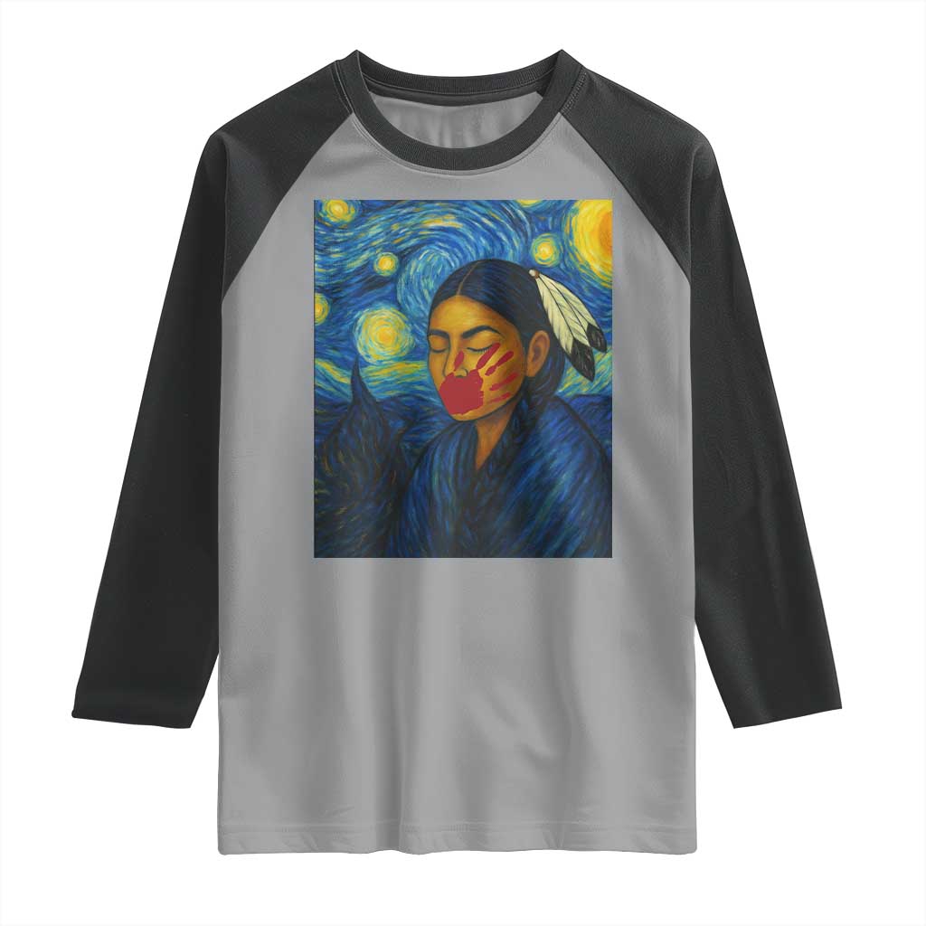 Native American MMIW Raglan Shirt Starry Night Indigenous People Day TS14 Sport Gray Black Print Your Wear