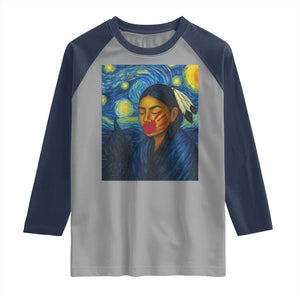Native American MMIW Raglan Shirt Starry Night Indigenous People Day TS14 Sport Gray Navy Print Your Wear