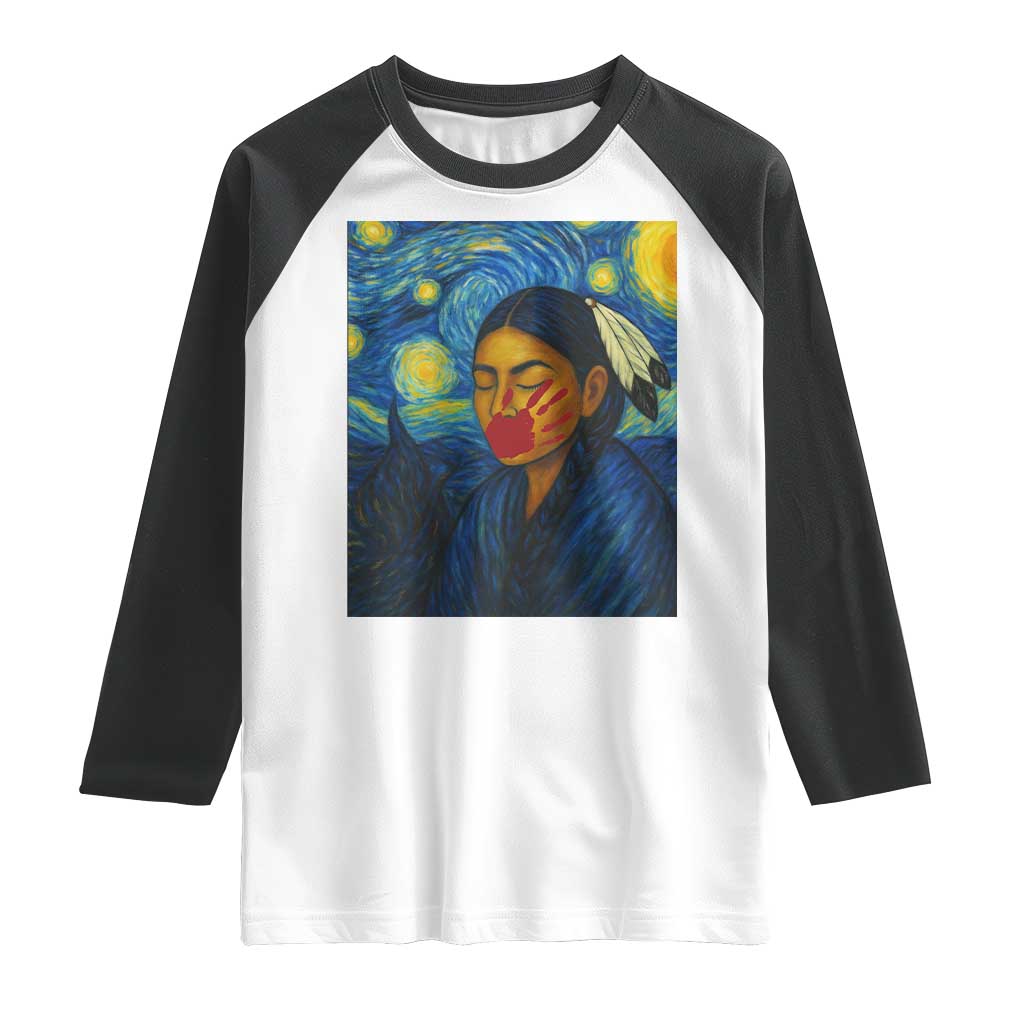 Native American MMIW Raglan Shirt Starry Night Indigenous People Day TS14 White Black Print Your Wear