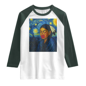 Native American MMIW Raglan Shirt Starry Night Indigenous People Day TS14 White Dark Forest Green Print Your Wear