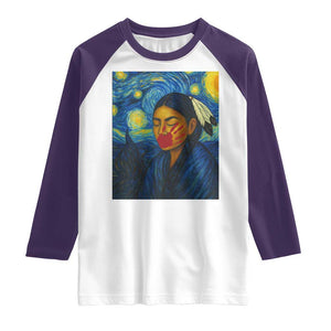 Native American MMIW Raglan Shirt Starry Night Indigenous People Day TS14 White Purple Print Your Wear
