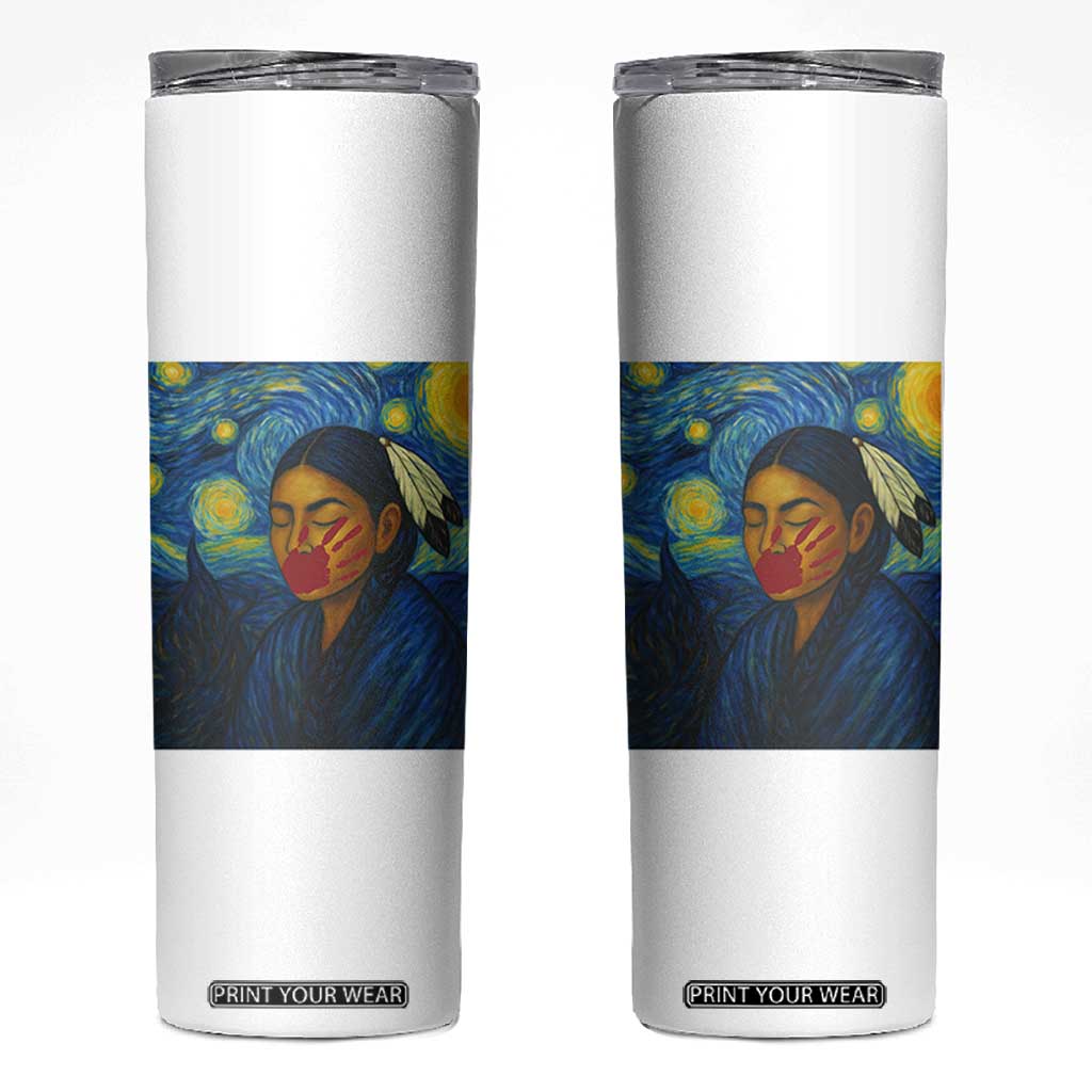 Native American MMIW Skinny Tumbler Starry Night Indigenous People Day TS14 White Print Your Wear