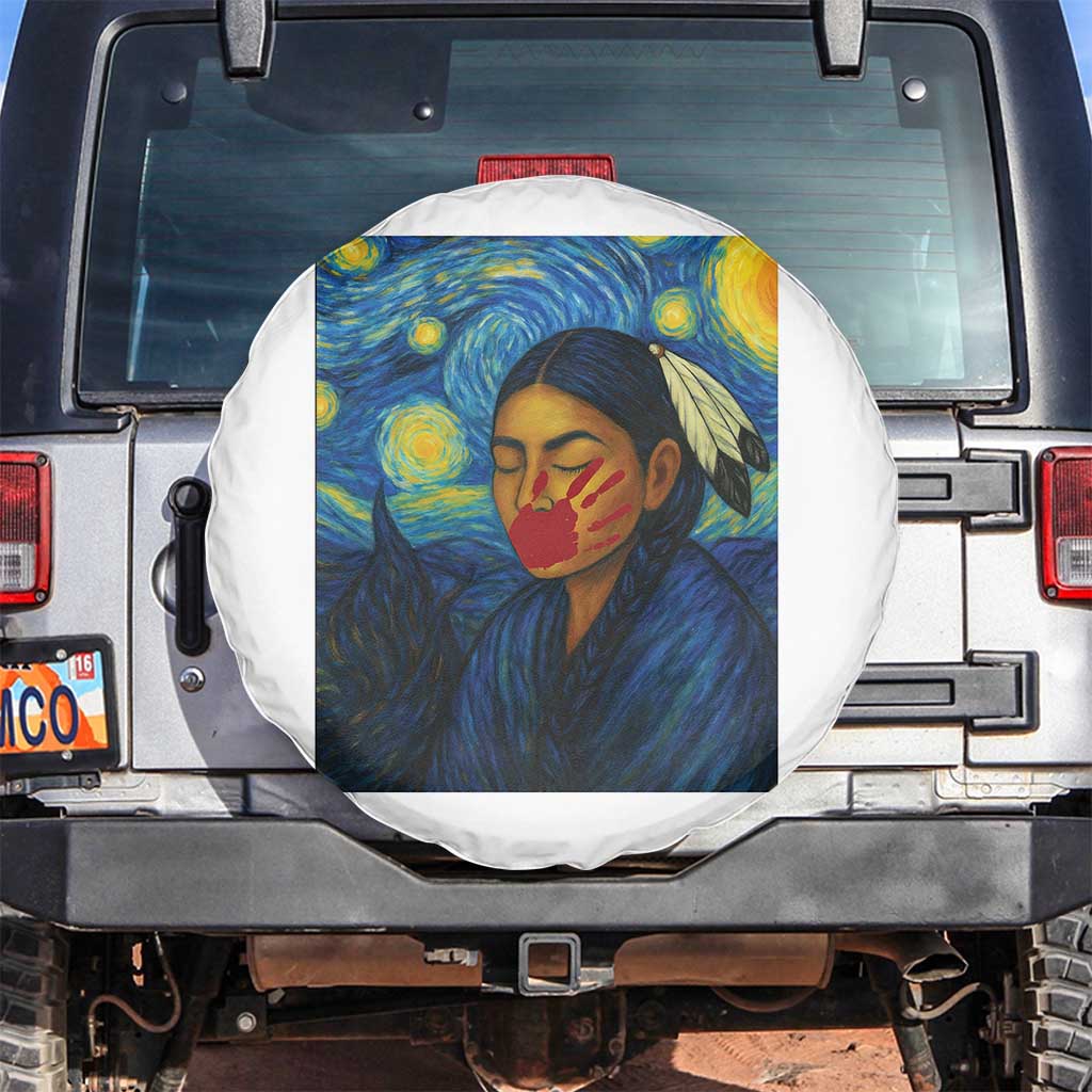 Native American MMIW Spare Tire Cover Starry Night Indigenous People Day TS14 No hole White Print Your Wear