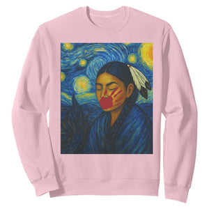 Native American MMIW Sweatshirt Starry Night Indigenous People Day TS14 Light Pink Print Your Wear