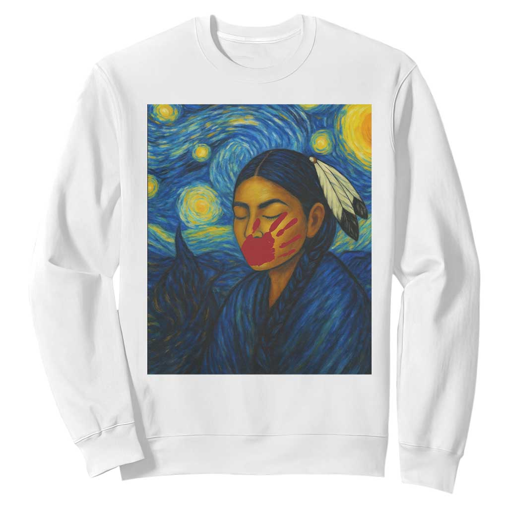 Native American MMIW Sweatshirt Starry Night Indigenous People Day TS14 White Print Your Wear
