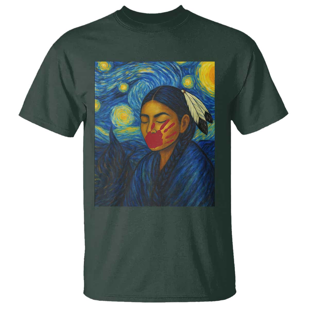 Native American MMIW T Shirt Starry Night Indigenous People Day TS14 Dark Forest Green Print Your Wear