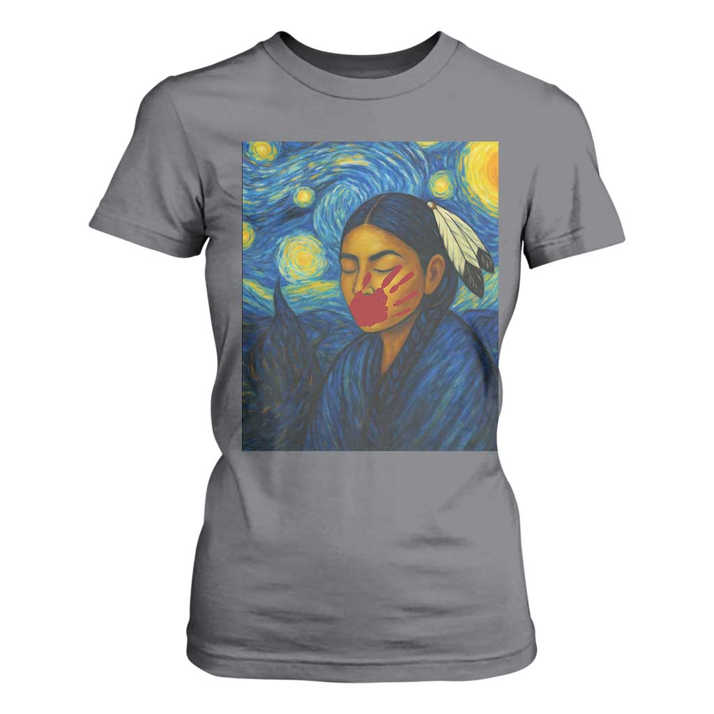 Native American MMIW T Shirt For Women Starry Night Indigenous People Day TS14 Charcoal Print Your Wear