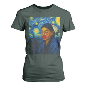 Native American MMIW T Shirt For Women Starry Night Indigenous People Day TS14 Dark Forest Green Print Your Wear