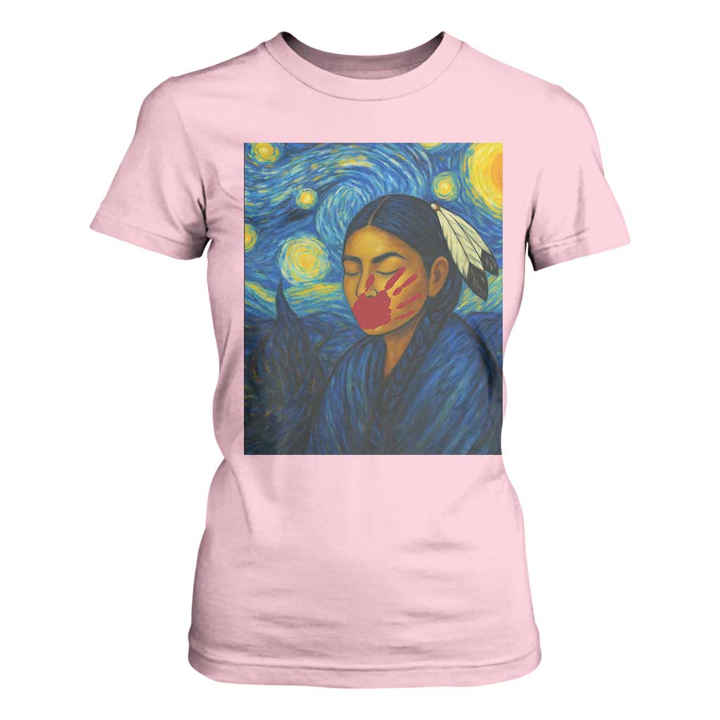Native American MMIW T Shirt For Women Starry Night Indigenous People Day TS14 Light Pink Print Your Wear