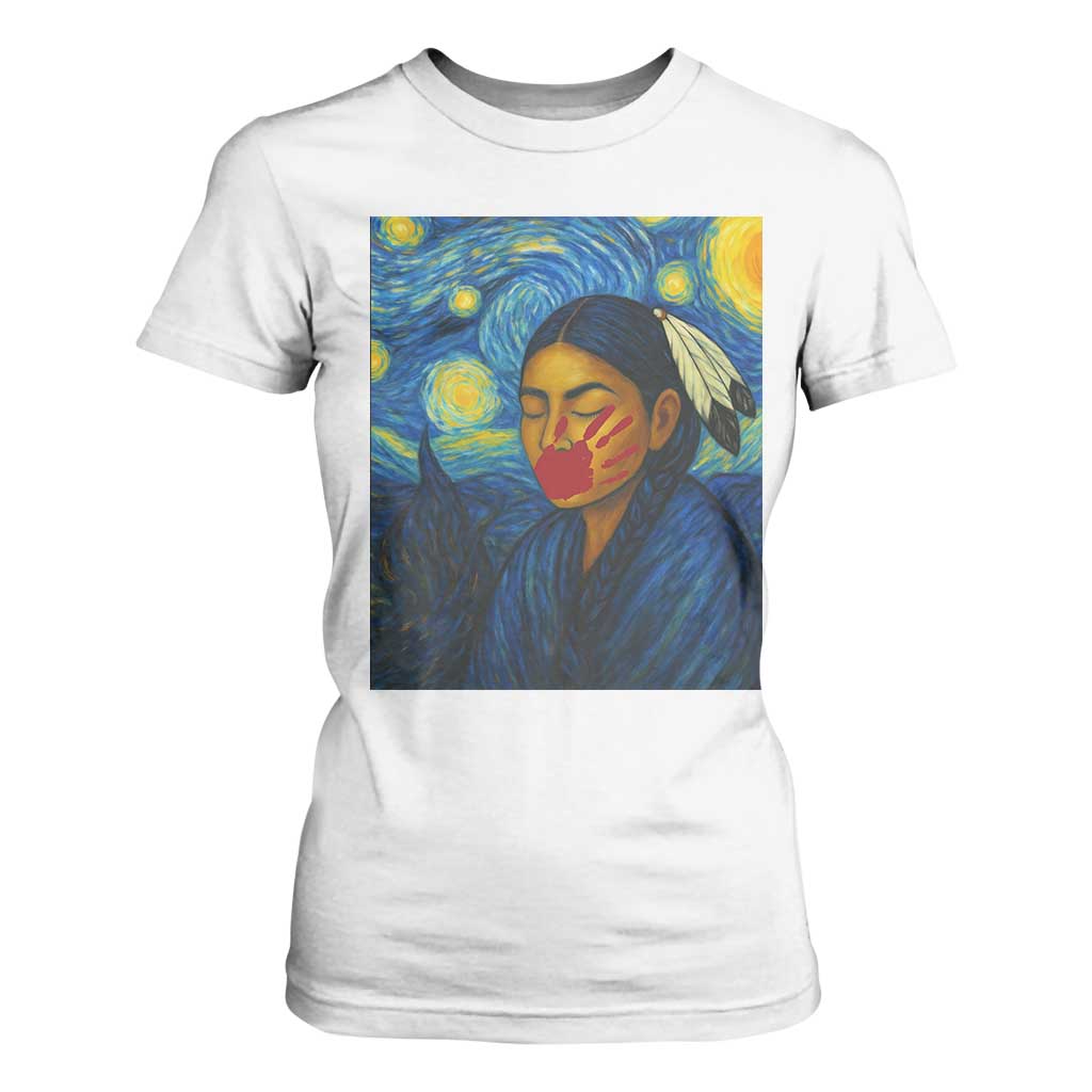 Native American MMIW T Shirt For Women Starry Night Indigenous People Day TS14 White Print Your Wear