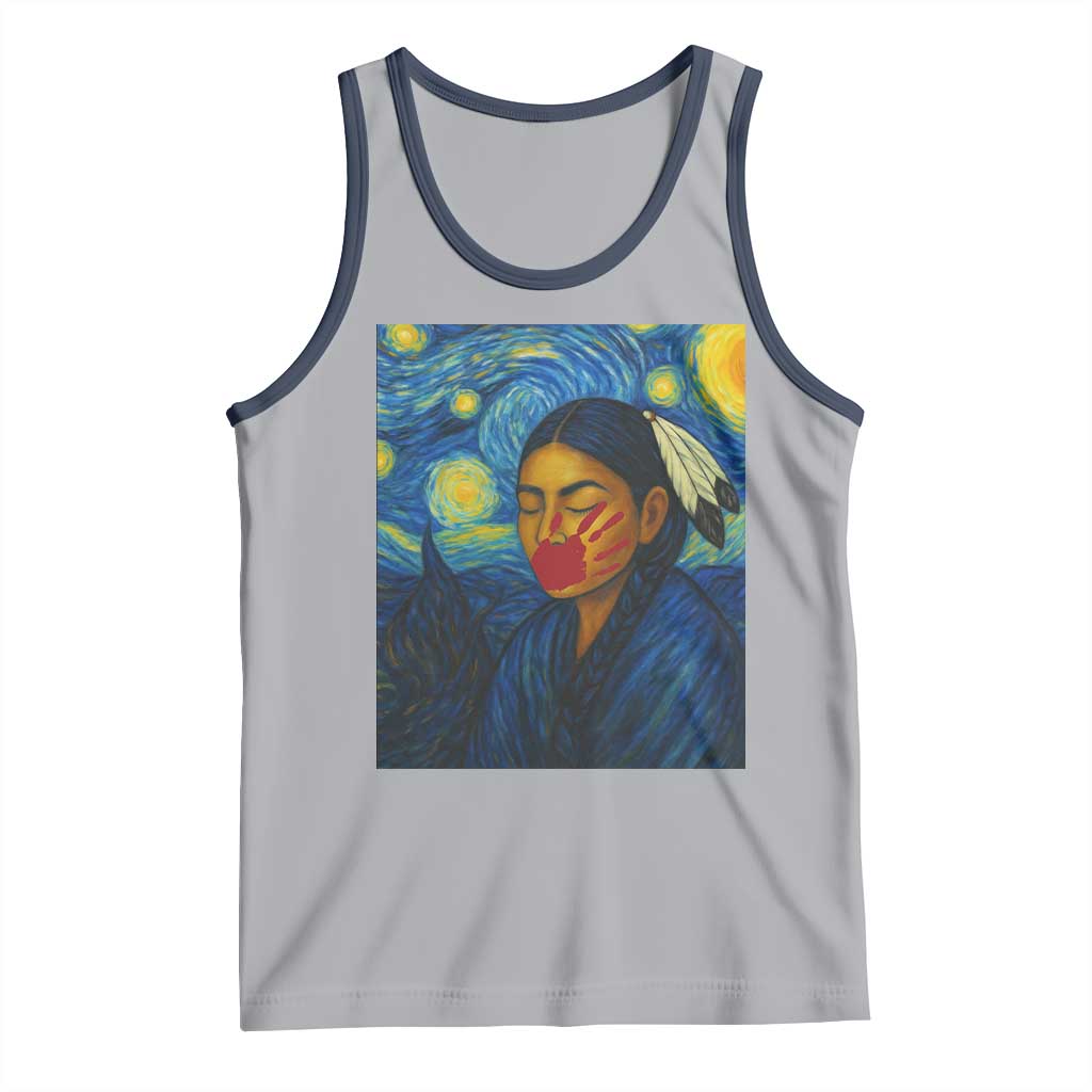 Native American MMIW Tank Top Starry Night Indigenous People Day TS14 Athletic Heather Navy Print Your Wear