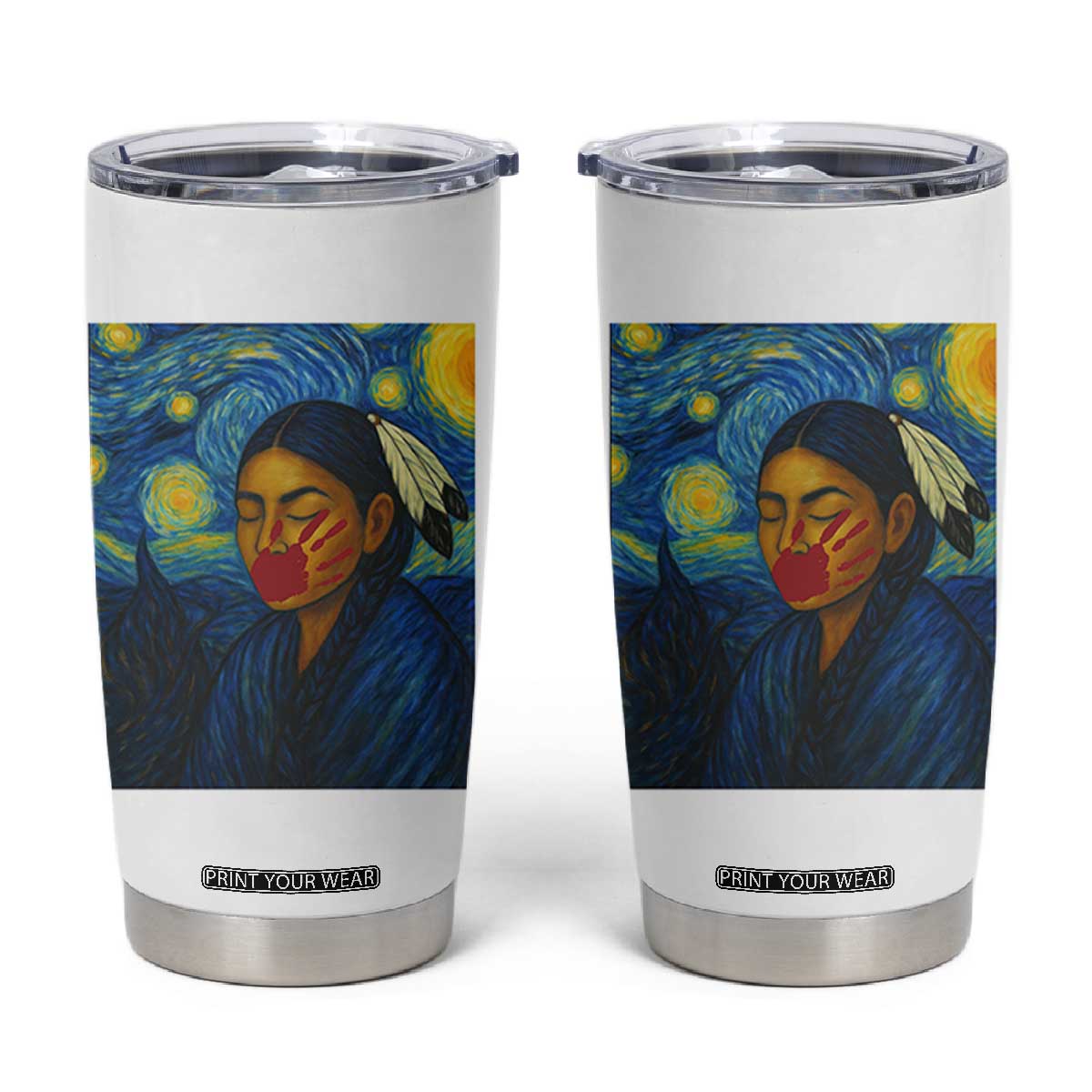 Native American MMIW Tumbler Cup Starry Night Indigenous People Day TS14 White Print Your Wear