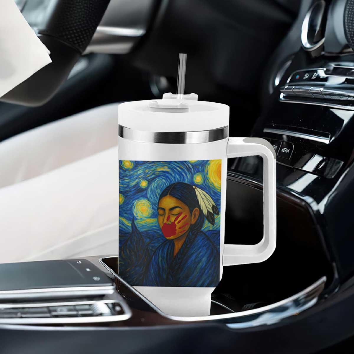 Native American MMIW Tumbler With Handle Starry Night Indigenous People Day TS14 Print Your Wear