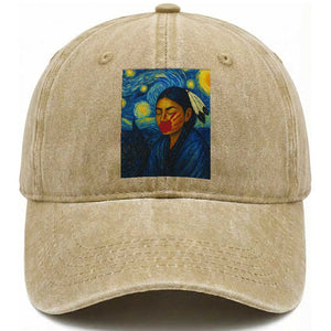 Native American MMIW Washed Cotton Baseball Cap Starry Night Indigenous People Day TS14 Washed Cap Universal Fit Khaki Print Your Wear