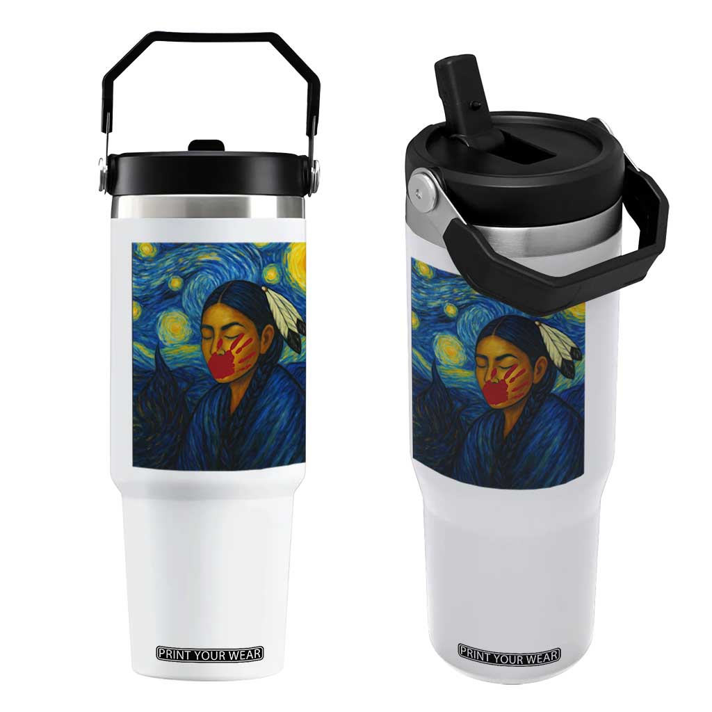 Native American MMIW Flip Straw Tumbler Starry Night Indigenous People Day TS14 One Size: 30 oz White Print Your Wear