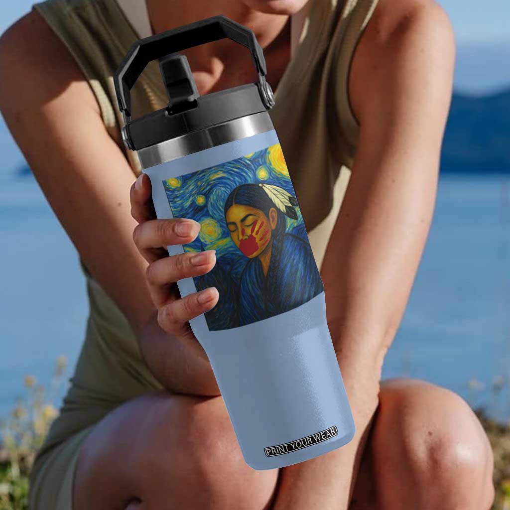 Native American MMIW Flip Straw Tumbler Starry Night Indigenous People Day TS14 One Size: 30 oz Light Blue Print Your Wear