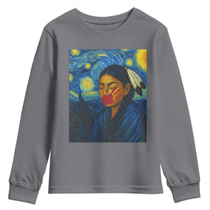 Native American MMIW Youth Sweatshirt Starry Night Indigenous People Day TS14 Charcoal Print Your Wear