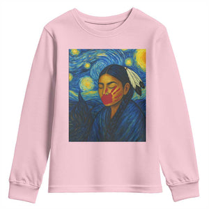 Native American MMIW Youth Sweatshirt Starry Night Indigenous People Day TS14 Light Pink Print Your Wear