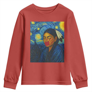 Native American MMIW Youth Sweatshirt Starry Night Indigenous People Day TS14 Red Print Your Wear