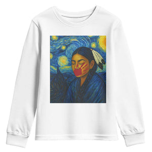 Native American MMIW Youth Sweatshirt Starry Night Indigenous People Day TS14 White Print Your Wear