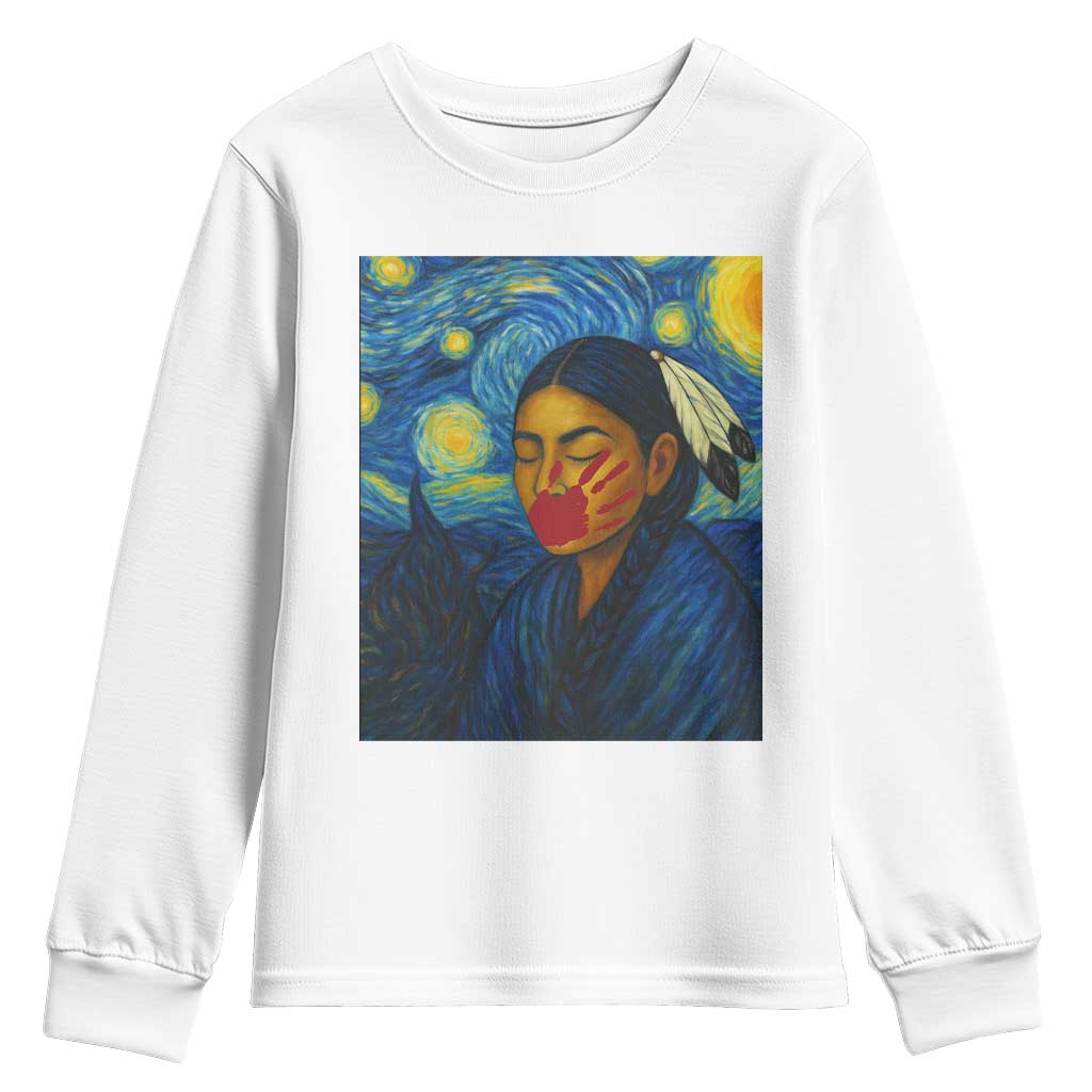 Native American MMIW Youth Sweatshirt Starry Night Indigenous People Day TS14 White Print Your Wear