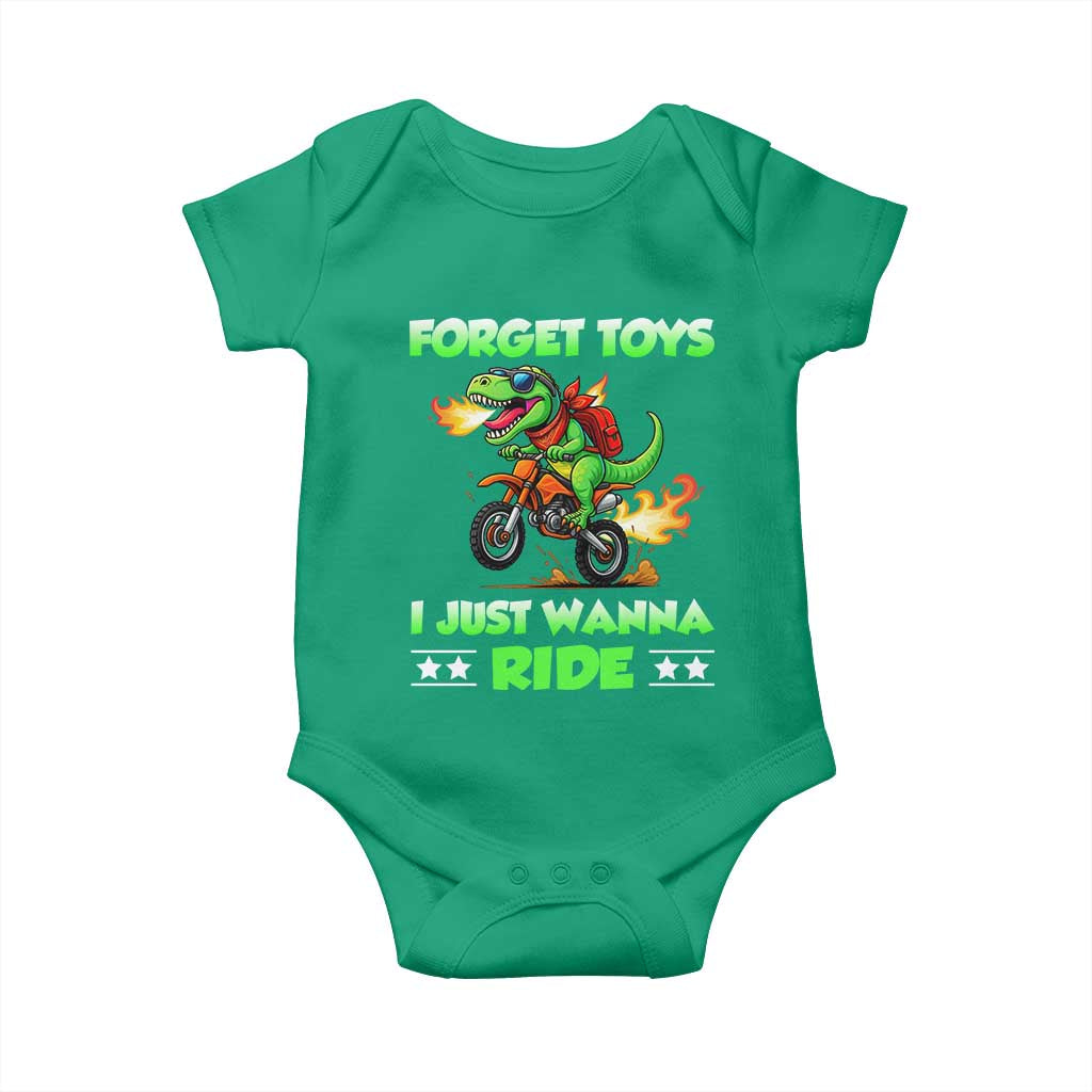 Motocross Dirt Bike Boys Baby Onesie Forget Toys I Just Wanna Ride TS14 Irish Green Print Your Wear