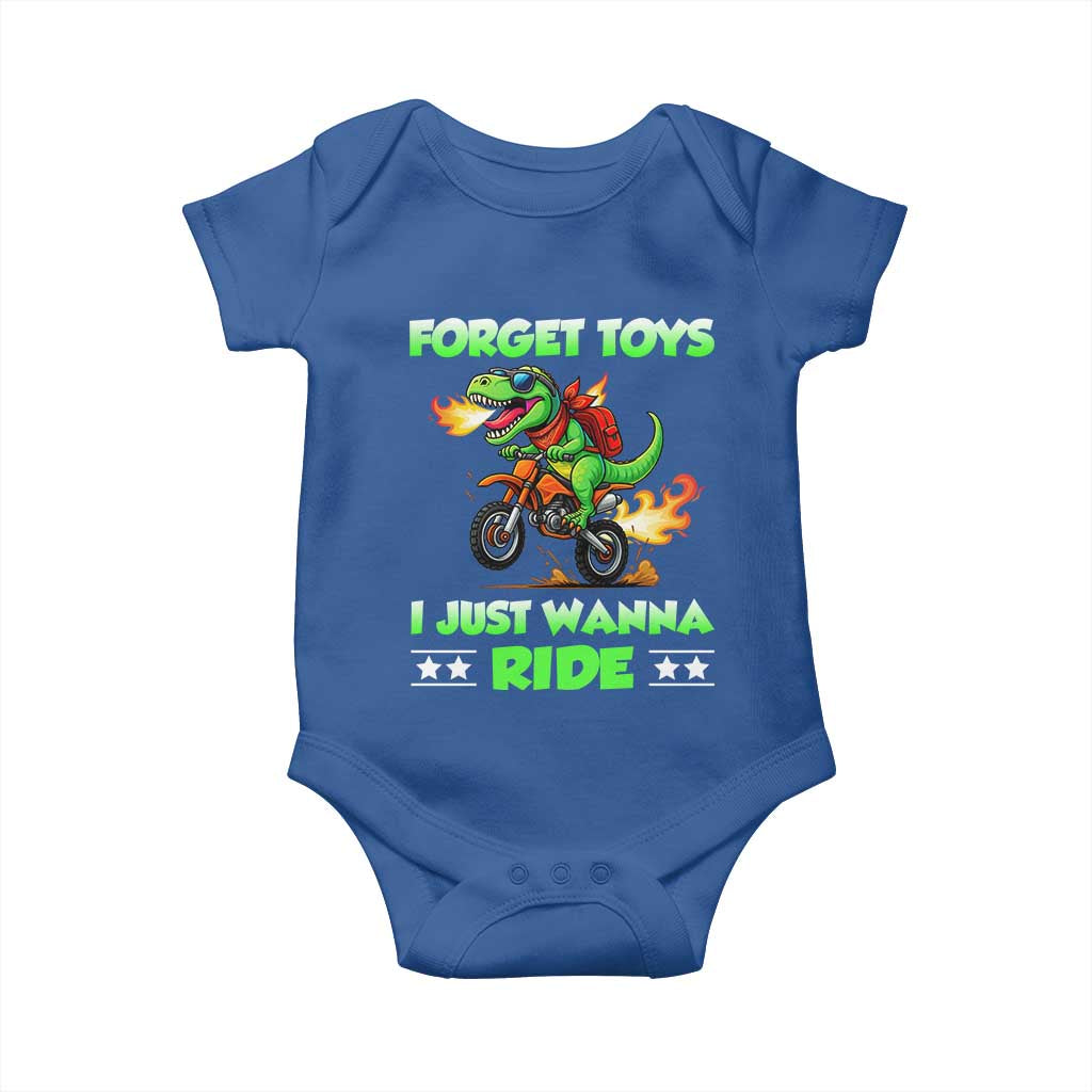 Motocross Dirt Bike Boys Baby Onesie Forget Toys I Just Wanna Ride TS14 Royal Blue Print Your Wear