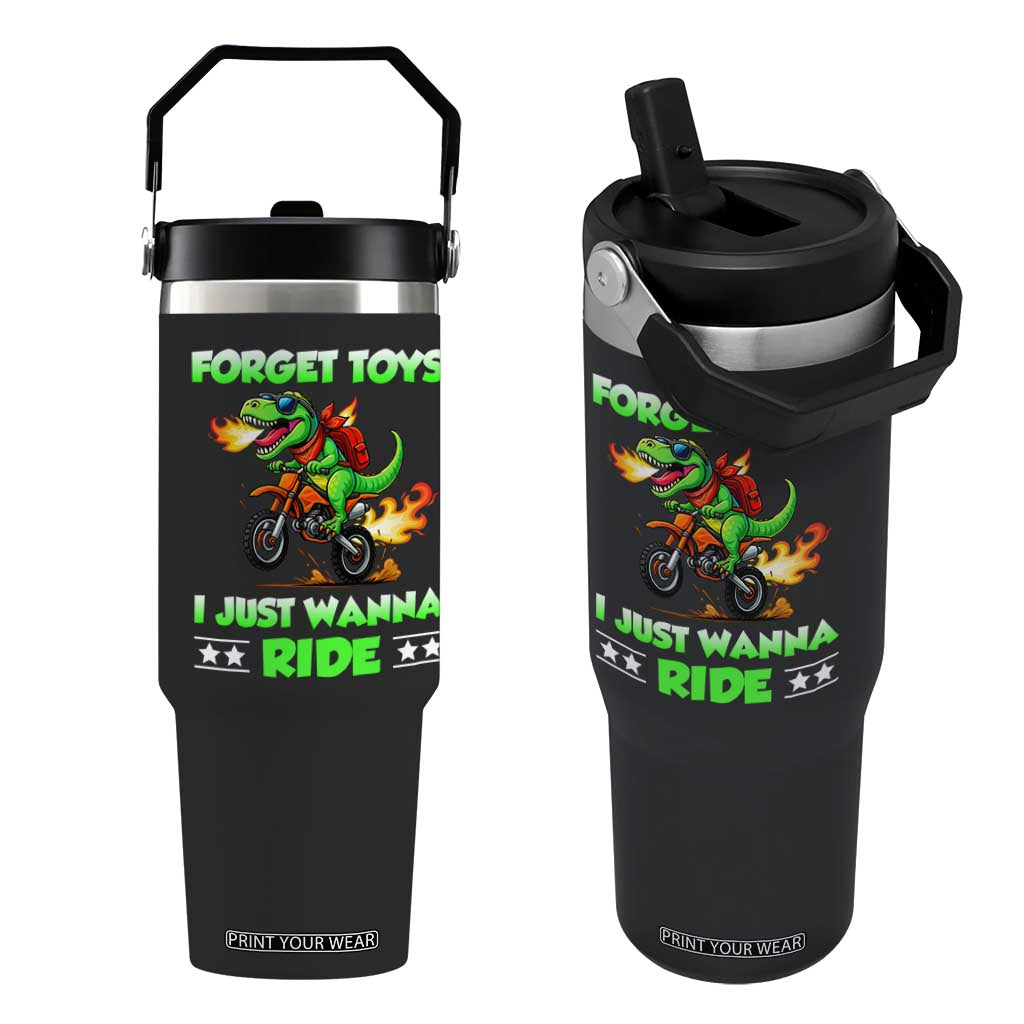 Motocross Dirt Bike Boys Flip Straw Tumbler Forget Toys I Just Wanna Ride TS14 One Size: 30 oz Black Print Your Wear