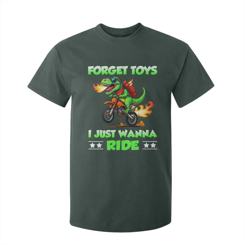 Motocross Dirt Bike Boys T Shirt For Kid Forget Toys I Just Wanna Ride TS14 Dark Forest Green Print Your Wear