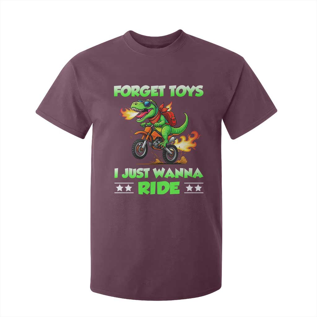 Motocross Dirt Bike Boys T Shirt For Kid Forget Toys I Just Wanna Ride TS14 Maroon Print Your Wear