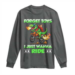 Motocross Dirt Bike Boys Long Sleeve Shirt Forget Toys I Just Wanna Ride TS14 Dark Heather Print Your Wear