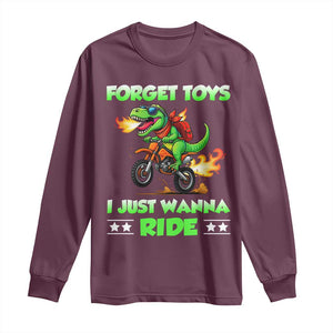 Motocross Dirt Bike Boys Long Sleeve Shirt Forget Toys I Just Wanna Ride TS14 Maroon Print Your Wear