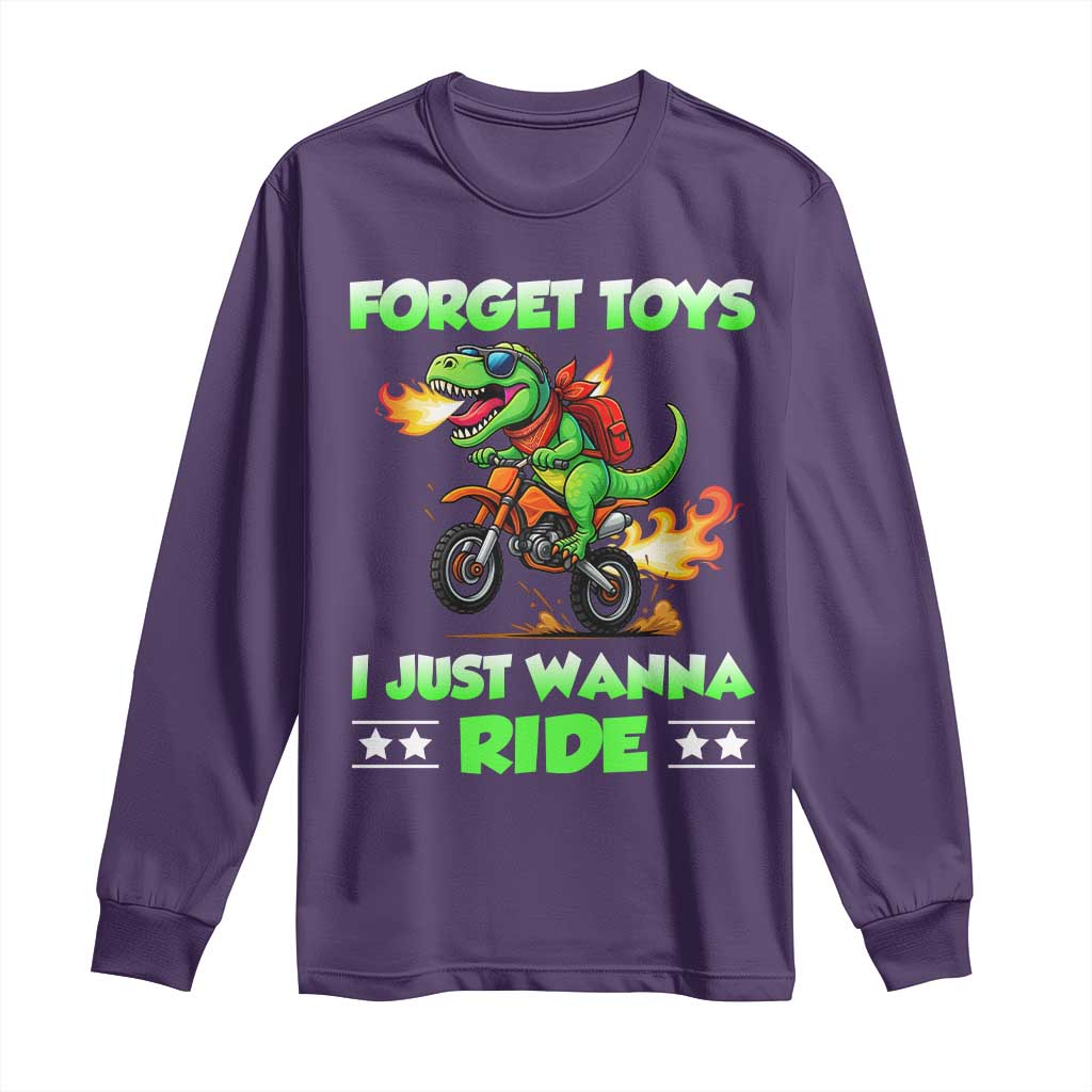 Motocross Dirt Bike Boys Long Sleeve Shirt Forget Toys I Just Wanna Ride TS14 Purple Print Your Wear