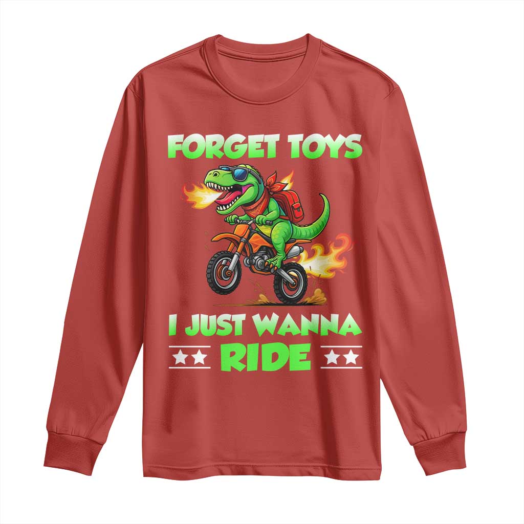Motocross Dirt Bike Boys Long Sleeve Shirt Forget Toys I Just Wanna Ride TS14 Red Print Your Wear